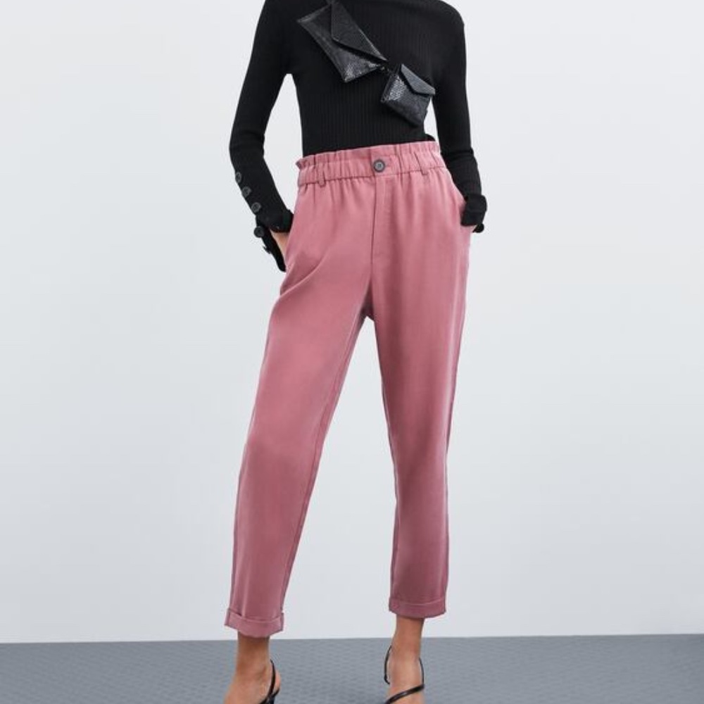 Zara Dusty rose high waist trouser pant